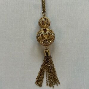 Lily Morgan Long Gold Chain Necklace with Bubble Tassel Rhinestone Pendant
